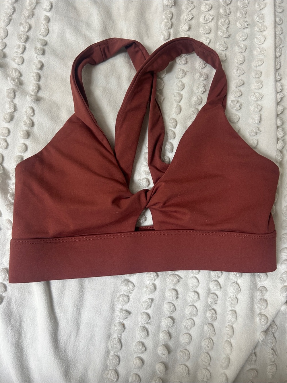 Fabletics oasis Rust-Copper Crossback Sports Bra